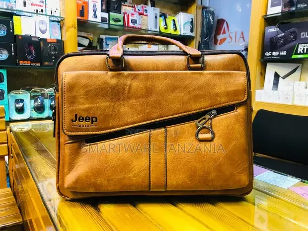 Jeep Executive Brown Leather Laptop Briefcase - Buy in Dar es Salaam, Tanzania | Smartware