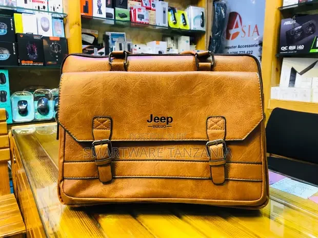 Jeep Modern Brown Leather Laptop Bag - Buy in Dar es Salaam, Tanzania | Smartware