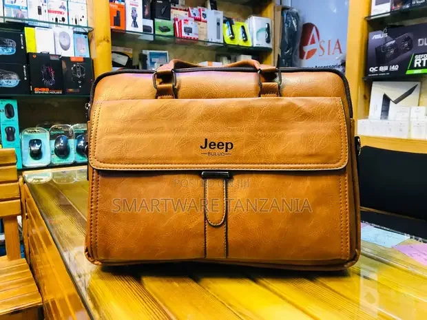 Jeep Premium Brown Leather Office Laptop Bag - Buy in Dar es Salaam, Tanzania | Smartware