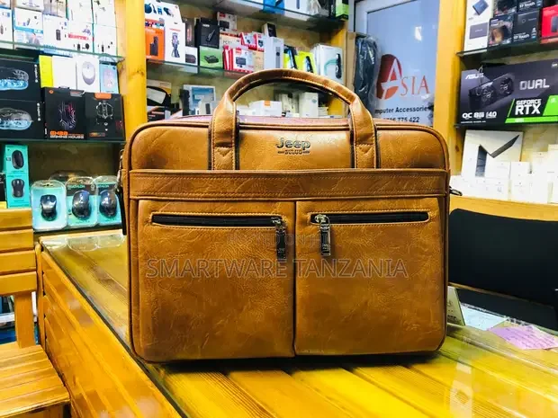 Jeep Vintage Brown Leather Laptop Bag - Buy in Dar es Salaam, Tanzania | Smartware