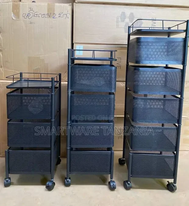 Kitchen Storage Shelf Metal Trolley With Basket Rack - Buy in Dar es Salaam, Tanzania | Smartware