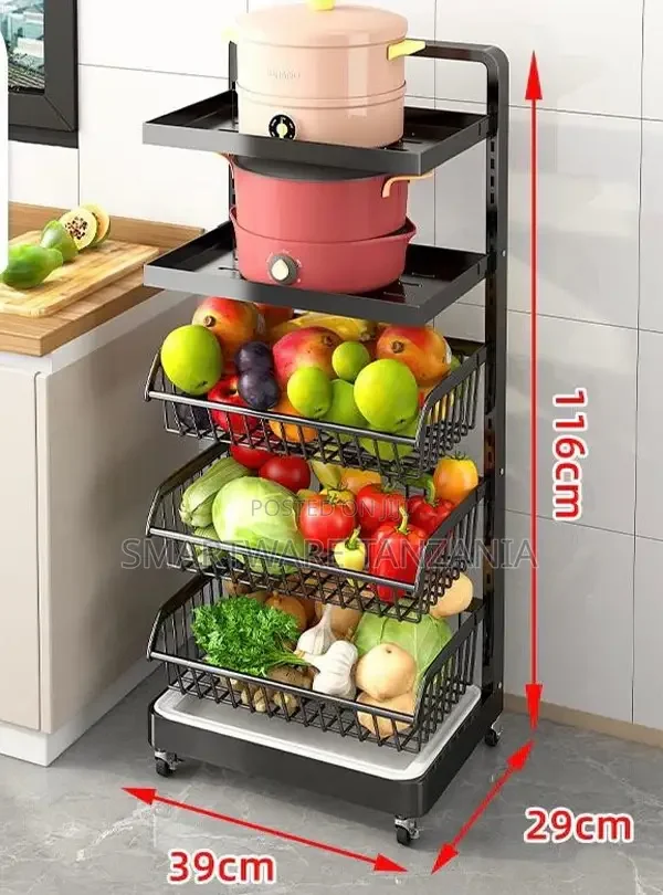 Kitchen Trolley With Wheels, Vegetable Stand Fruit Basket - Buy in Dar es Salaam, Tanzania | Smartware