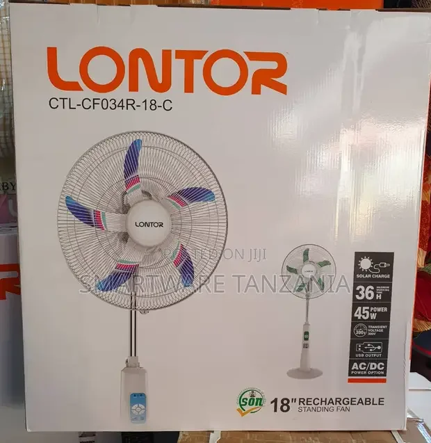 Lontor 18 Solar Rechargeable Standing Fan - Buy in Dar es Salaam, Tanzania | Smartware
