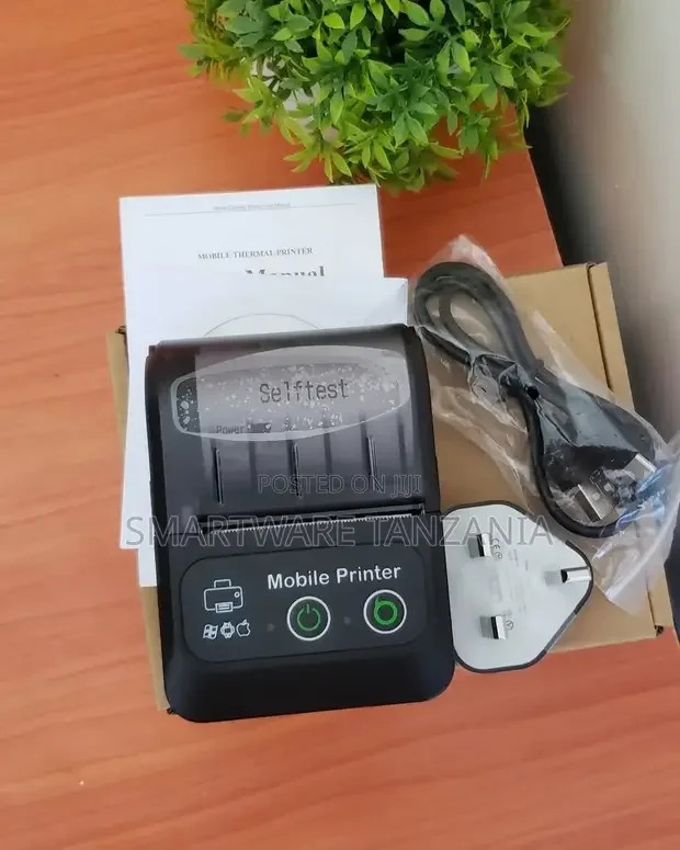 Mobile Bluetooth Thermal Printer With Self-Test Feature and Cable