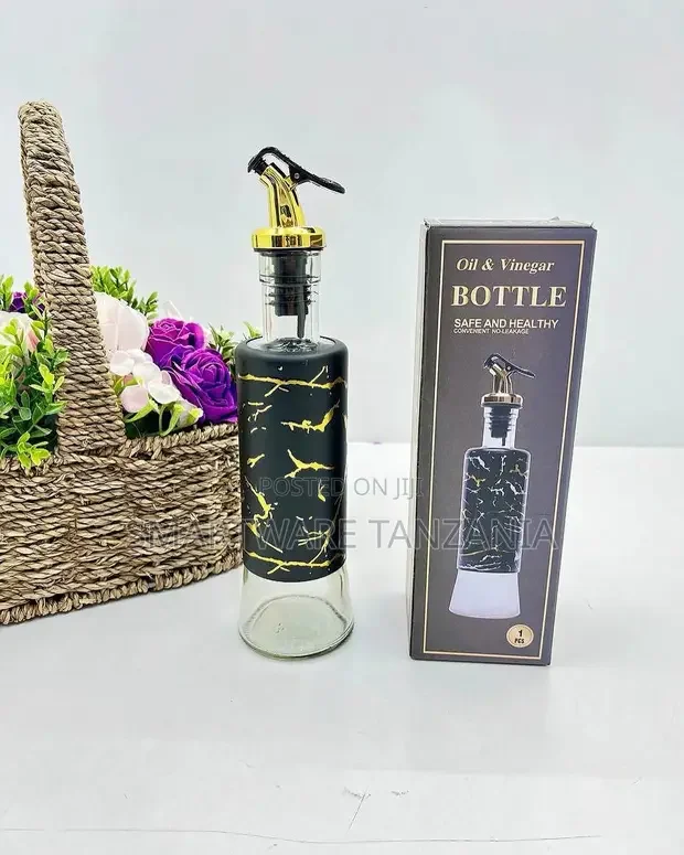 Elegant Oil and Vinegar Glass Bottle with Gold Pour Spout - Buy in Dar es Salaam, Tanzania | Smartware