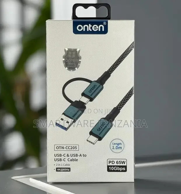 Onten OTN-CC205 2-in-1 Type-C USB-A to Type-C Cable - Buy in Dar es Salaam, Tanzania | Smartware
