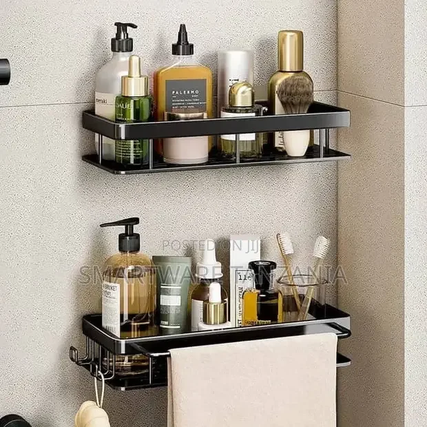 Organizer Rack Self Adhesive Black Bathroom Shelves Basket - Buy in Dar es Salaam, Tanzania | Smartware