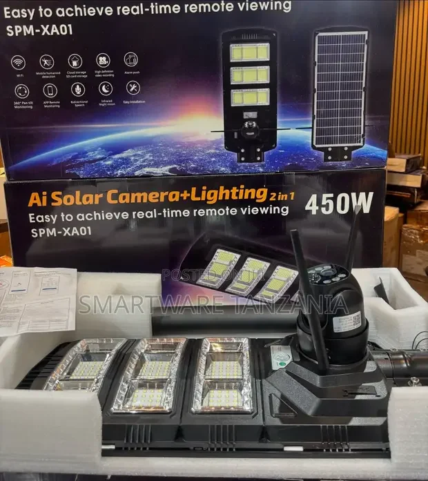 Outdoor Solar Street Lights 450W With Wifi CCTV Camera - Buy in Dar es Salaam, Tanzania | Smartware