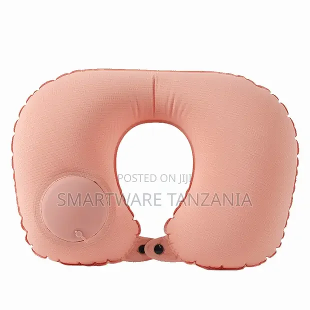 Peach Pink Fabric Travel Neck Pillow With Pump Valve - Buy in Dar es Salaam, Tanzania | Smartware