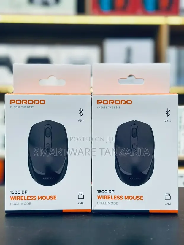 Porodo 1600 Dpi Dual Mode Black Wireless Mouse Bluetooth 5.4