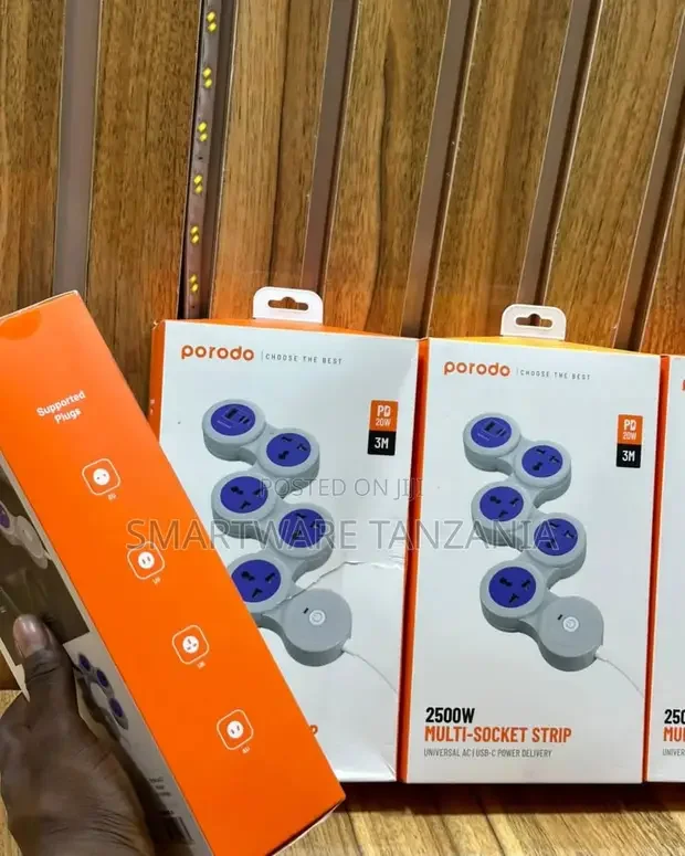 Porodo 2500W Extension Socket Strip 3m Cable - Buy in Dar es Salaam, Tanzania | Smartware
