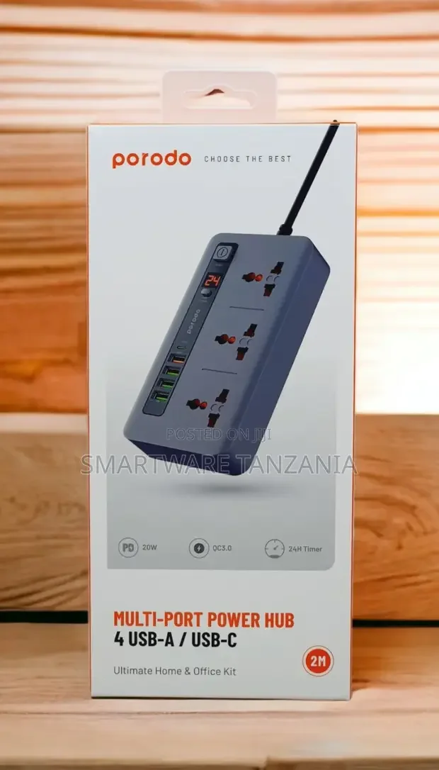 Porodo 3 AC 4 USB-A USB-C PD 20W Multi-port Super Hub - Buy in Dar es Salaam, Tanzania | Smartware