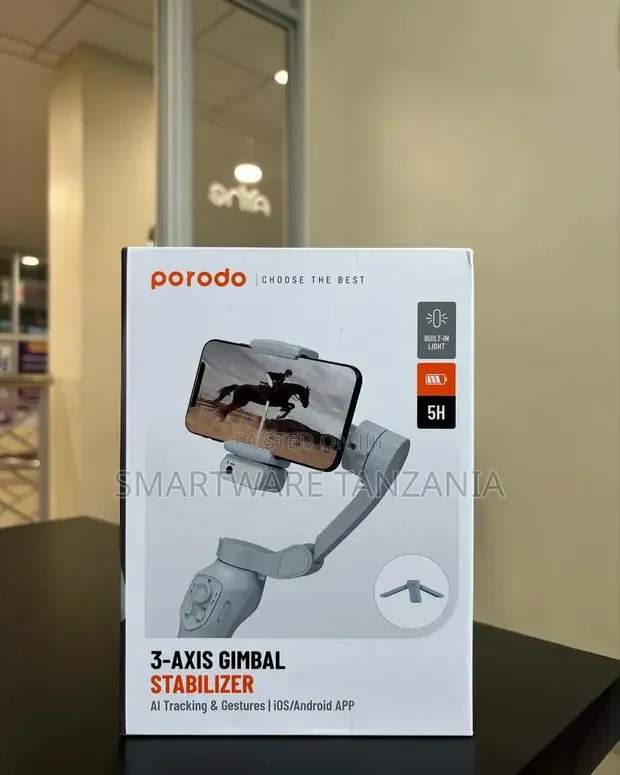 Porodo 3-Axis Gimbal Stabilizer with AI Tracking - Buy in Dar es Salaam, Tanzania | Smartware