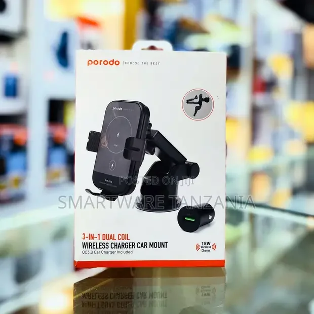 Porodo 3 In 1 Car Charger Mount 15W - Buy in Dar es Salaam, Tanzania | Smartware