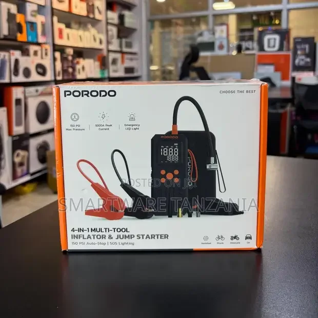 Porodo 4-in-1 Jump Starter and Inflator 1000a 150 Psi - Buy in Dar es Salaam, Tanzania | Smartware