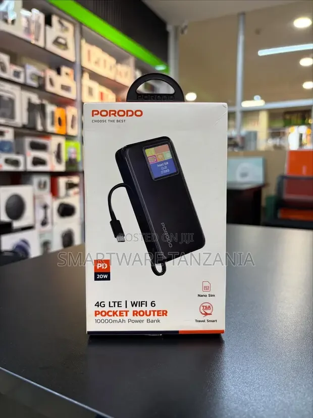Porodo 4G LTE WiFi 6 Pocket Router & Power Bank - Buy in Dar es Salaam, Tanzania | Smartware