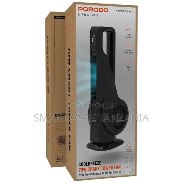 Porodo 70W Coolbreeze Tower Fan with Air Purification - Buy in Dar es Salaam, Tanzania | Smartware