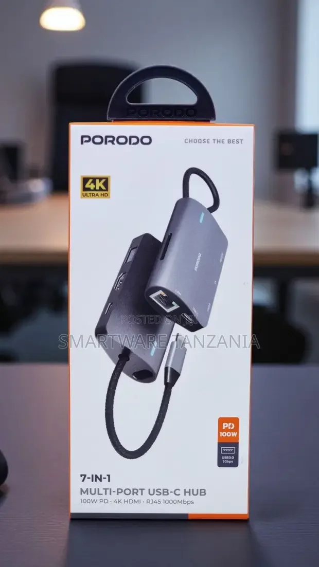 Porodo 7-in-1 USB-C Hub with HDMI & RJ45 - Buy in Dar es Salaam, Tanzania | Smartware
