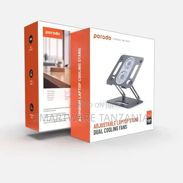 Porodo Alum. Alloy Adjustable Laptop Stand With Cooling Fan - Buy in Dar es Salaam, Tanzania | Smartware