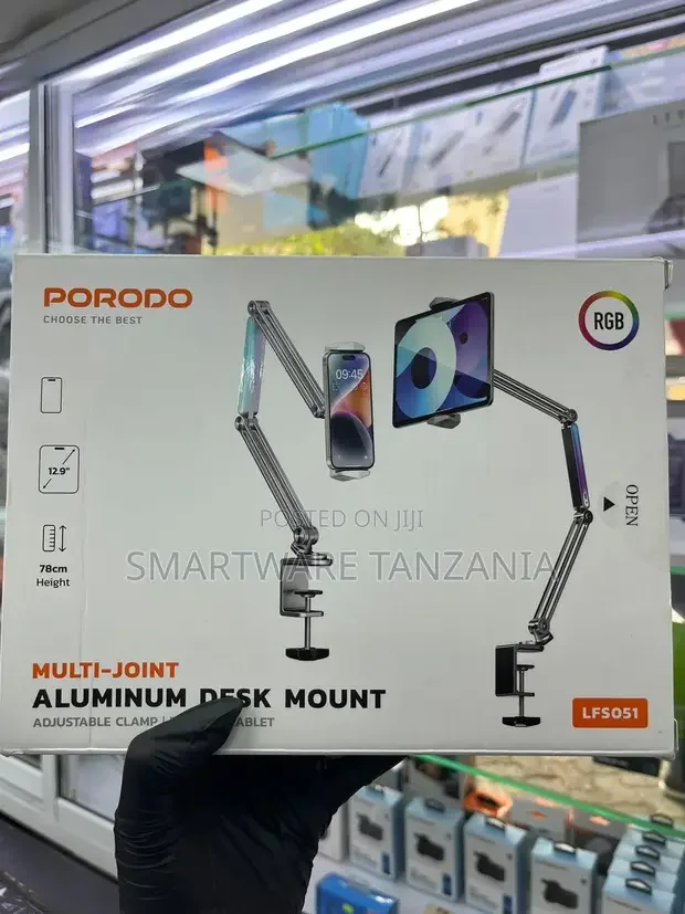 Porodo Aluminum Desk Mount LFS051 - 78cm Multi-Joint With RGB - Buy in Dar es Salaam, Tanzania | Smartware