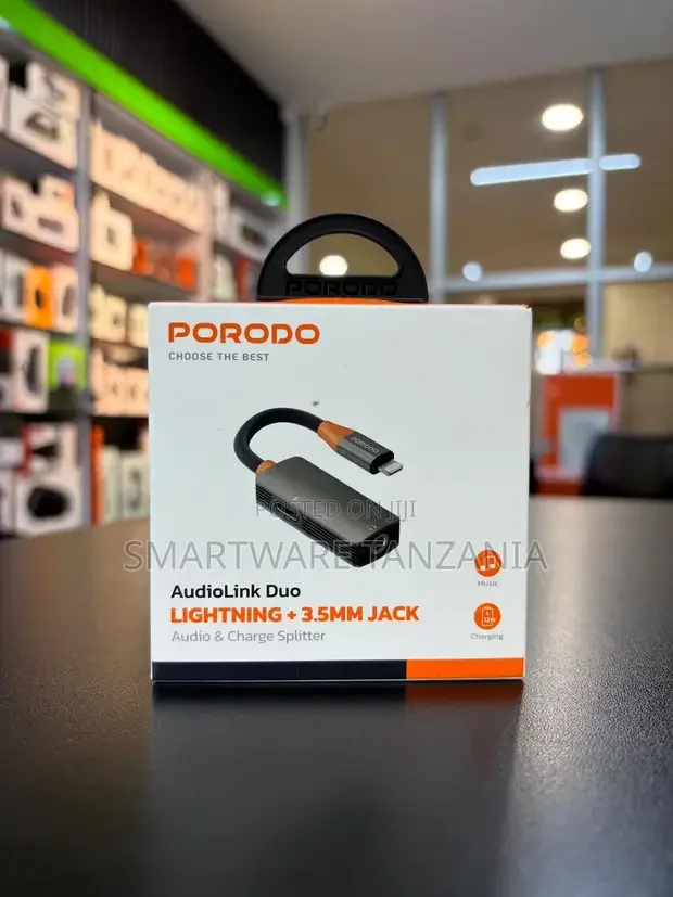 Porodo Audiolink Duo Lightning 3.5mm Jack Audio Splitter - Buy in Dar es Salaam, Tanzania | Smartware