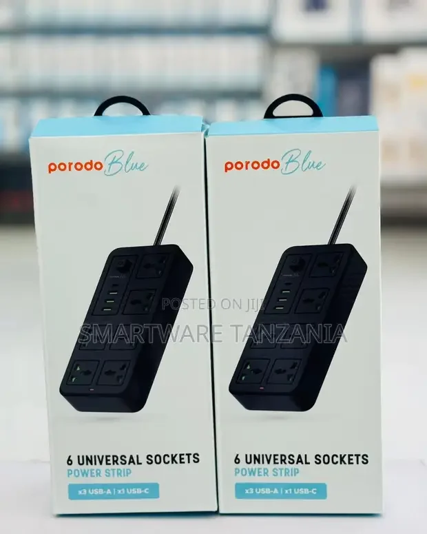 Porodo Blue 6 Universal Sockets Power Strip - Buy in Dar es Salaam, Tanzania | Smartware