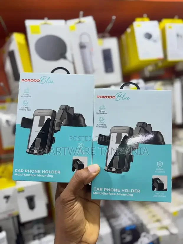 Porodo Blue Car Phone Holder Suction 360 Rotation - Buy in Dar es Salaam, Tanzania | Smartware