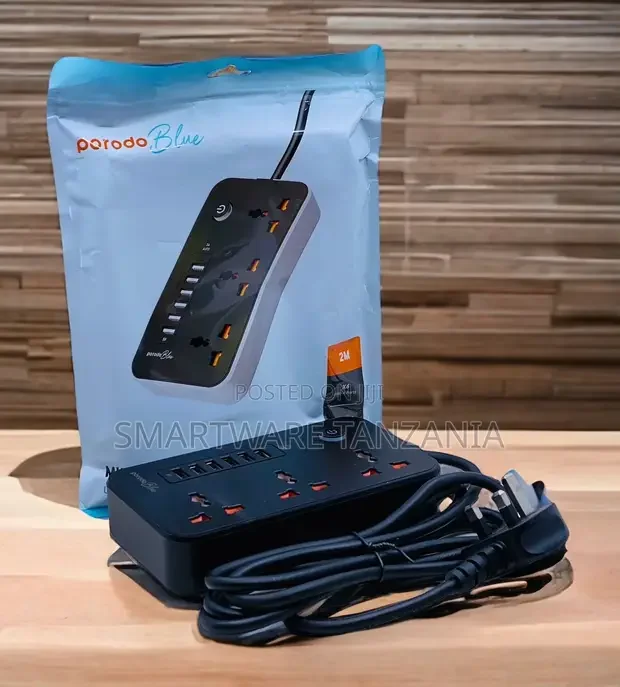 Porodo Blue Multi-port Extension Cord With 6 USB Ports - Buy in Dar es Salaam, Tanzania | Smartware