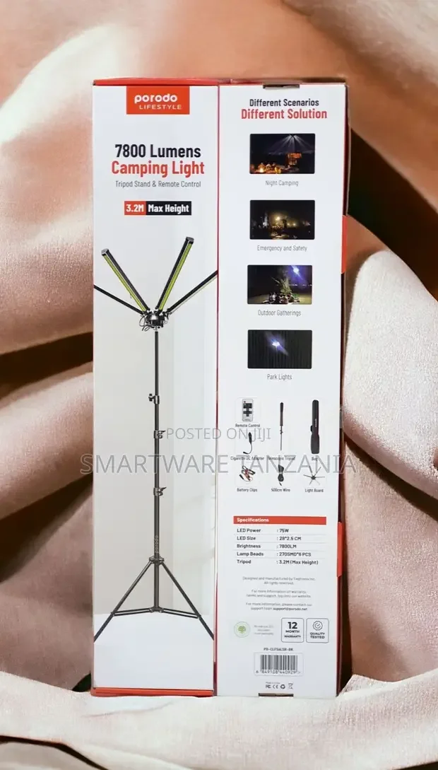 Porodo Camping Light Full Set 6 Lamp, 3.2m Wire With Clip - Buy in Dar es Salaam, Tanzania | Smartware