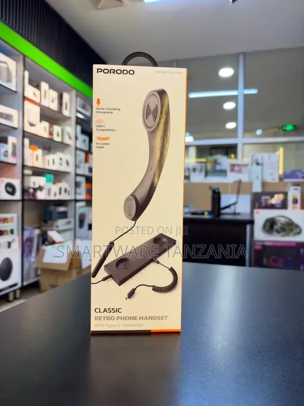 Porodo Classic Retro Phone Handset Usb-C Noise Cancelling - Buy in Dar es Salaam, Tanzania | Smartware