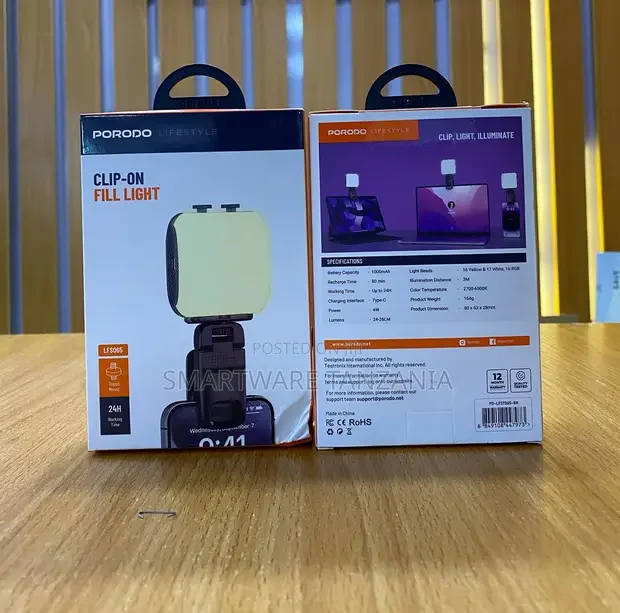 Porodo Clip-on Fill Light 1000mah 24h - Buy in Dar es Salaam, Tanzania | Smartware