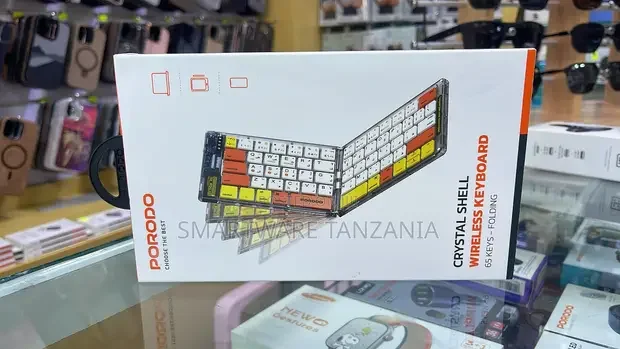 Porodo Crystal Shell Foldable Wireless Keyboard 65 Keys Portable
