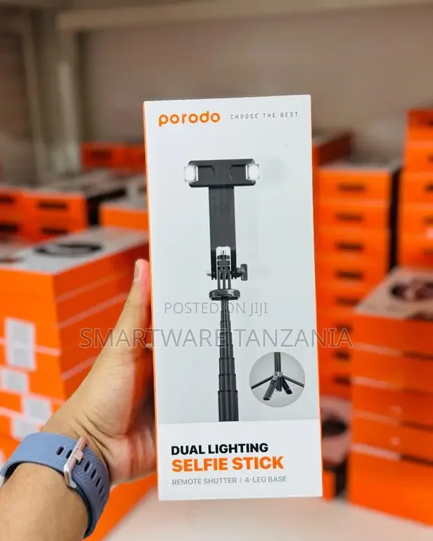 Porodo Dual Lighting Selfie Stick Remote Shutter - Buy in Dar es Salaam, Tanzania | Smartware