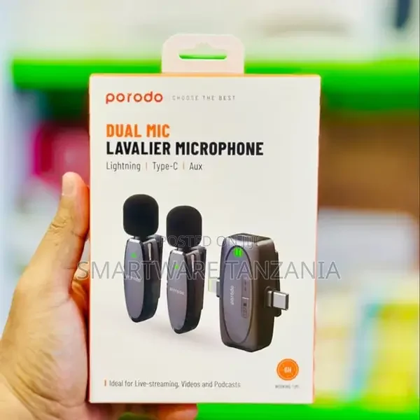 Porodo Dual Mic Lavalier Microphone - Buy in Dar es Salaam, Tanzania | Smartware