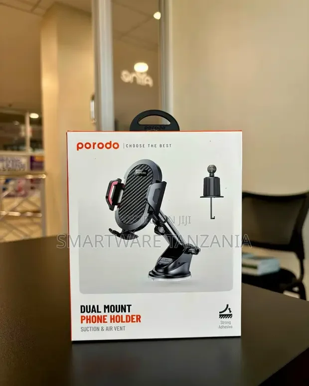 Porodo Dual Mount Phone Holder Suction Air Vent - Buy in Dar es Salaam, Tanzania | Smartware