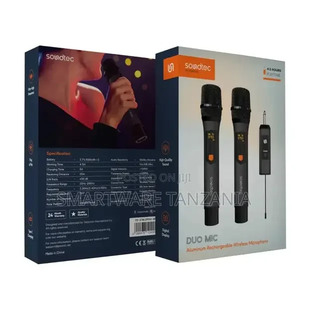 Porodo Duo Mic Rechargeable Wireless Microphone - Buy in Dar es Salaam, Tanzania | Smartware