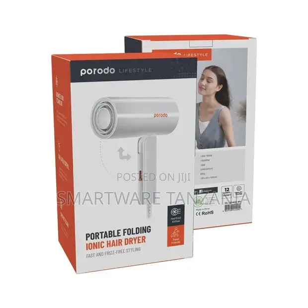 Porodo Folding Ionic Hair Dryer Fast and Frizz-Free Styling - Buy in Dar es Salaam, Tanzania | Smartware