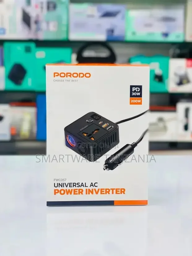Porodo FWC057 Car Power Inverter 200W 12V-220V - Buy in Dar es Salaam, Tanzania | Smartware