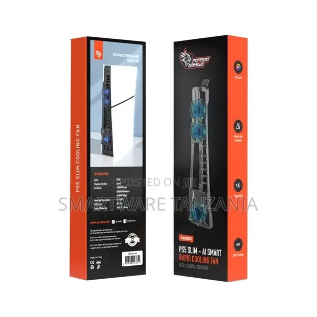 Porodo Gaming Ps5 Slim Ai Smart Rapid Cooling Fan - Black