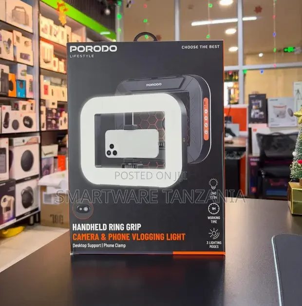 Porodo Handheld Ring Grip Vlogging Light 240 LED - Buy in Dar es Salaam, Tanzania | Smartware