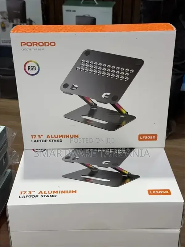 Porodo Laptop Stand 14-17.3 Rgb Lights Adjustable Angles