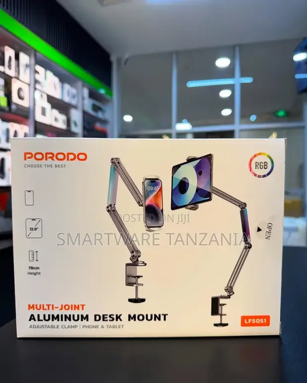 Porodo Lfs051 Multi-joint Aluminum Desk Mount 78cm - Buy in Dar es Salaam, Tanzania | Smartware