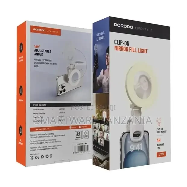 Porodo Lifestyle Clip-on Mirror Fill Light - Buy in Dar es Salaam, Tanzania | Smartware