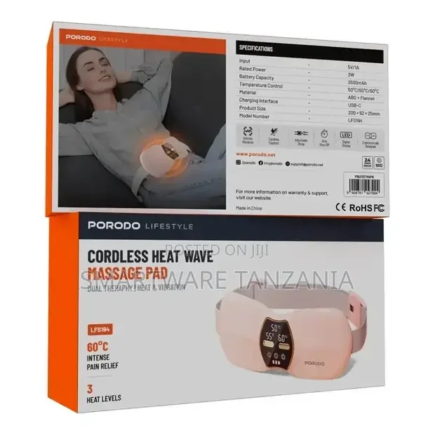 Porodo Lifestyle Cordless Heat Wave Massage Pad - Buy in Dar es Salaam, Tanzania | Smartware
