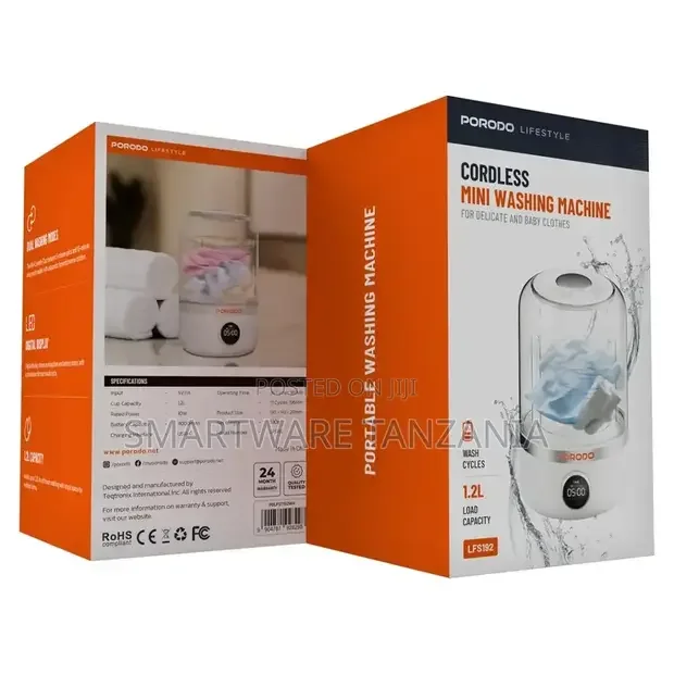 Porodo Lifestyle Cordless Mini Washing Machine - White