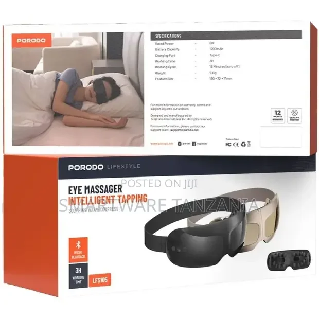 Porodo Lifestyle Eye Massager Intelligent Tapping - Buy in Dar es Salaam, Tanzania | Smartware
