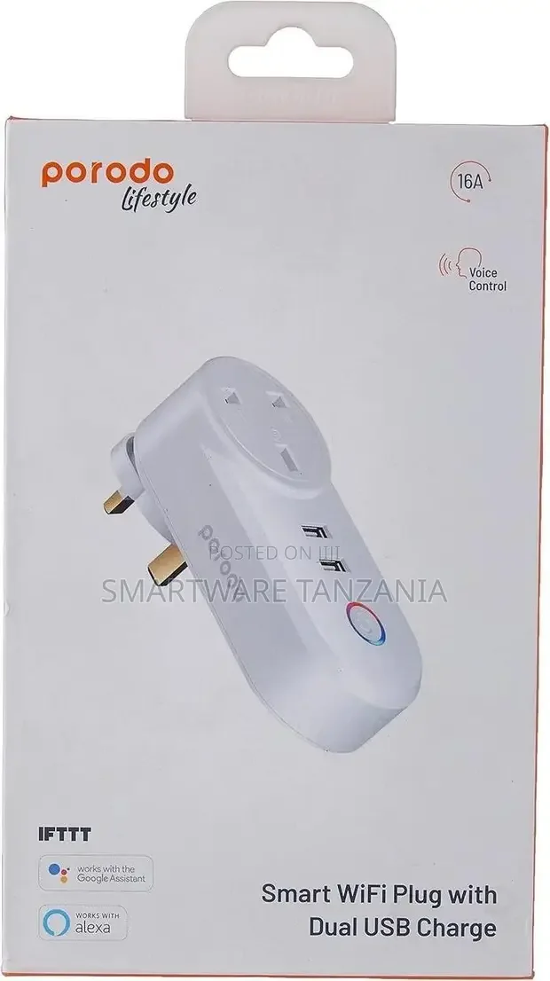 Porodo Lifestyle Smart Wi-fi Plug Dual USB 16A - Buy in Dar es Salaam, Tanzania | Smartware