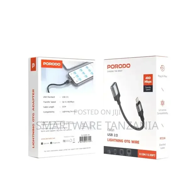 Porodo Lightning OTG Wire - Black - Buy in Dar es Salaam, Tanzania | Smartware