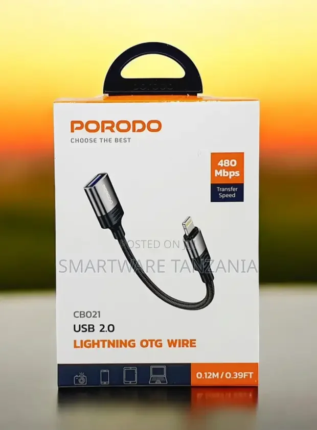 Porodo Lightning OTG Wire USB 2.0 480Mbps for iPhone iPad - Buy in Dar es Salaam, Tanzania | Smartware
