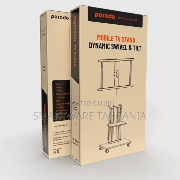 Porodo Mobile TV Stand Trolley, 32-75" Screen Compatibility - Buy in Dar es Salaam, Tanzania | Smartware